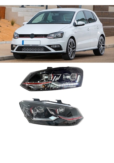 Vw Polo 6j 2014.2018 Uyumlu Kırmızı Şeritli Ful Led Far