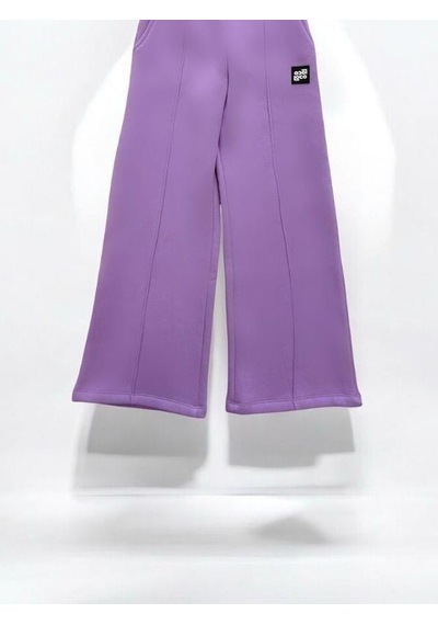 Zekids Kız Çocuk Bel Lastikli Bol Paça Dikişli Pantolon-14375 Lila