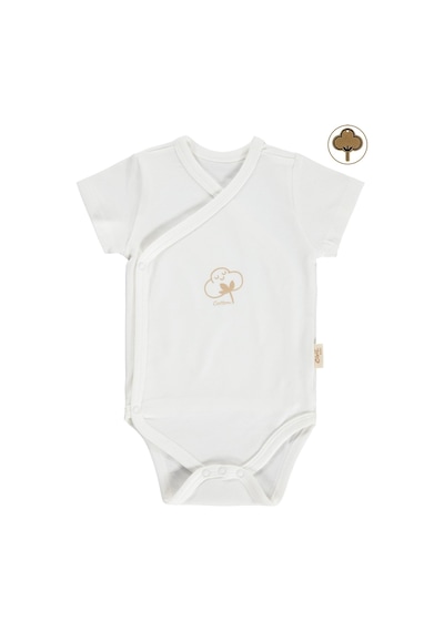 Civil Baby Organik Pamuklu Kruvaze 0-3 Ay Çıtçıtlı Badi - Ekru