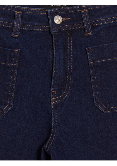 Lcwaıkıkı Classic İndigo Yüksek Bel Wideleg Kadın Jean Pantolon