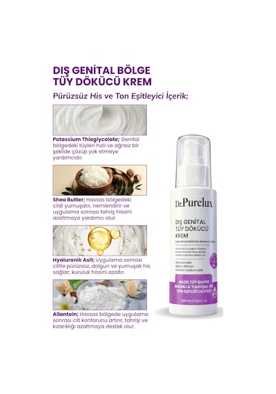 Dış Genital Bölge İçin Hassas Tüy Dökücü Krem Pürüzsüz His Ve Ton Eşitleyici 100 Ml