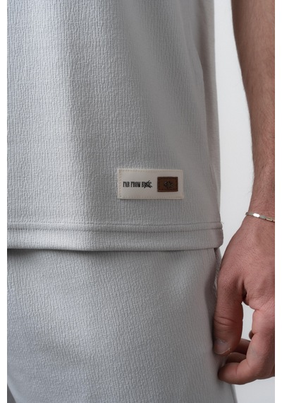 Erkek Polo Yaka Regular Fit T-shirt Şort Takım Gri