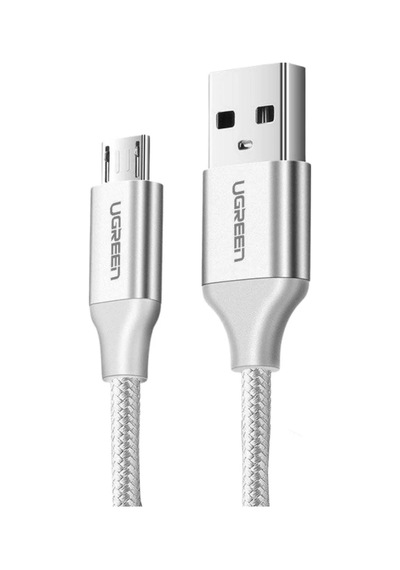 Ugreen Usb 2.0 A To Micro Usb Örgülü Hızlı Şarj Kablosu, 1m, Beyaz, 60151