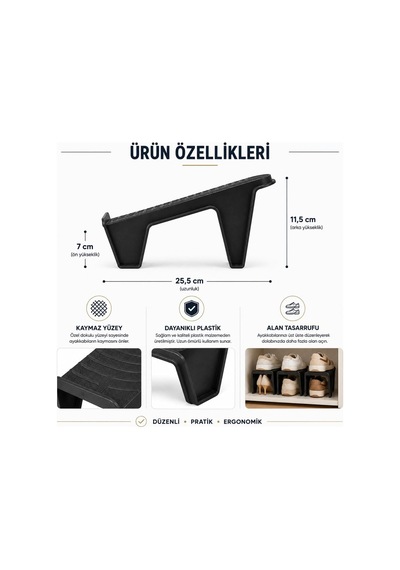 Kaymaz Yüzeyli Dolap İçi Ayakkabı Düzenleyici Stand, 10 Belirtilmemiş