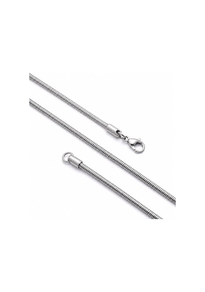 Premium Parlak Ve Şık Spiral Erkek 316l Çelik Kolye 3mm 55cm 3183eck038 - Gümüş Renk