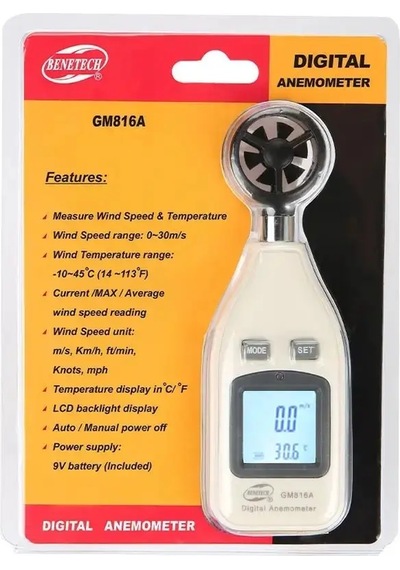 Benetech Gm816a Rüzgar Hızı Ve Sıcaklık Dijital Anemometre