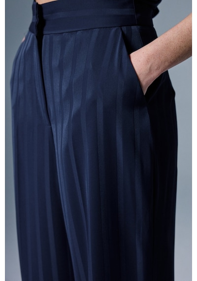Sateen Anna Çizgili Pantolon - Lacivert-137094 Lacivert