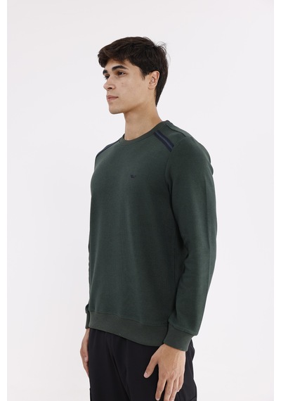 Rowinger Selanik Kumaş Yapılı Esnek Manşetli Konforlu Rahat Kesim Sweatshirt Darkgreen