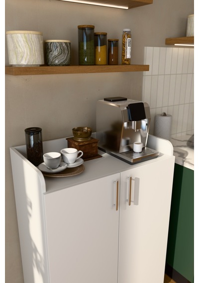 Lüks 2 Kapılı Çok Amaçlı Kiler Dolabı %100 Mdf Erzak Organizer Mutfak Dolabı Mk08 Beyaz