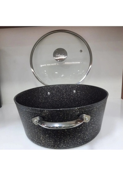 3116 28cm Granit Tencere Siyah
