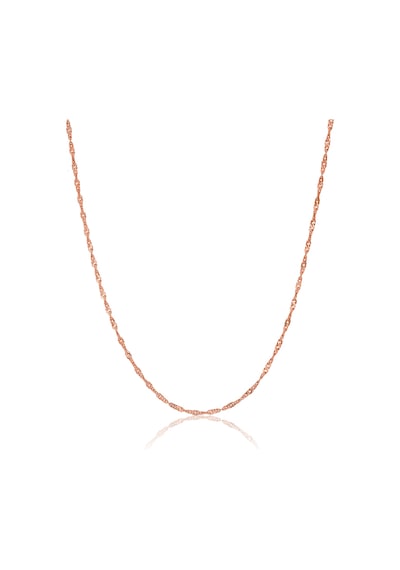 925 Ayar Gümüş Rose Kaplama Singapur Model Zincir 50 Cm Rose Gold