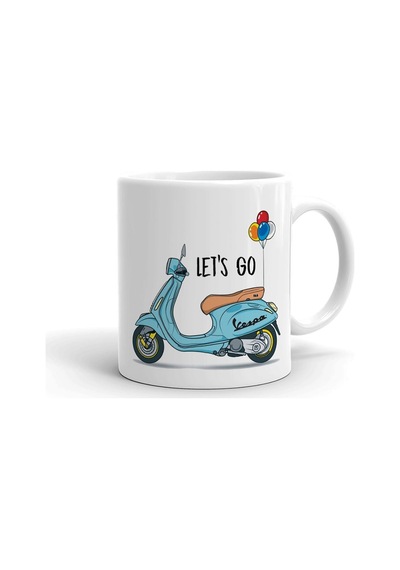Vespa Let's Go Seramik İthal Porselen Seramik Kupa Bardak Çok Renkli