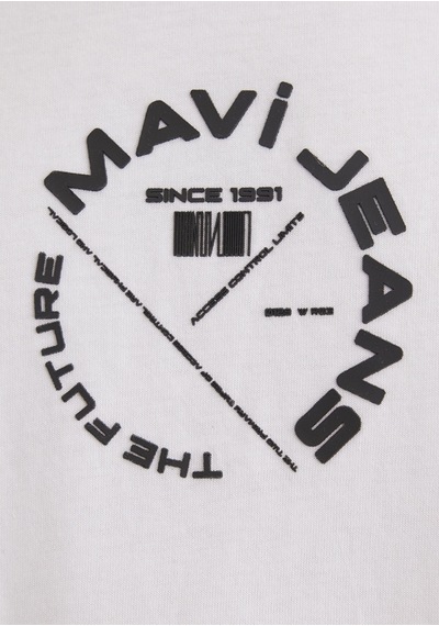 Mavi - Mavi Jeans Baskılı Beyaz Tişört 0611719-620 Beyaz