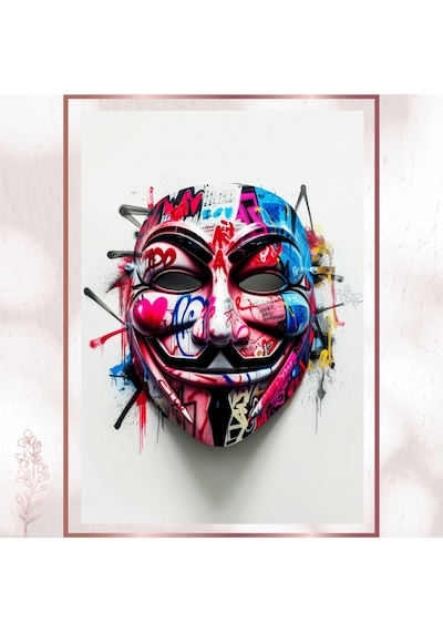 Grafiti Guy Fawkes Maskesi - Sokak Sanatı Pvc Tablo