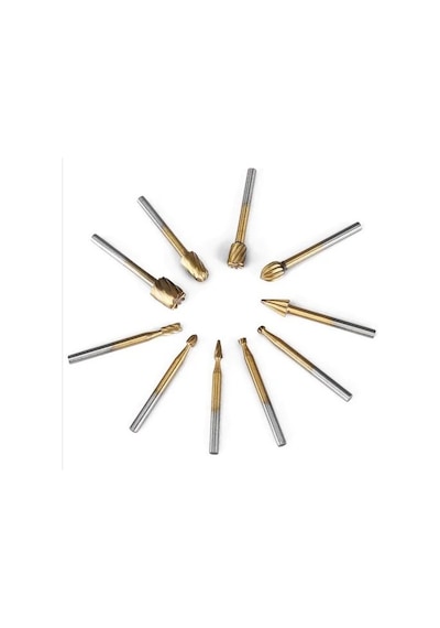 10 Parça Hss Titanyum Ahşap İçin Freze Uç Seti Mini Gravür Makina