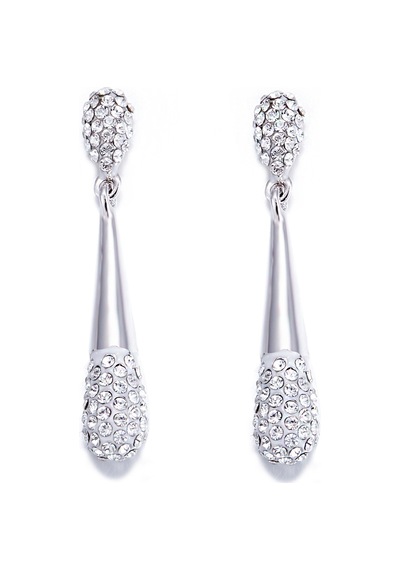 Monemel Kristal Taşlı Küpe Altın Kaplama E0278 Gümüş
