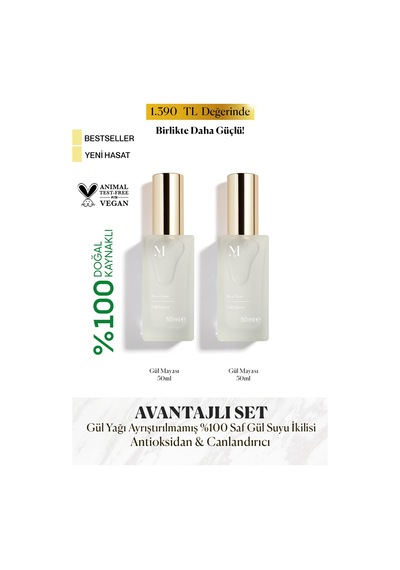 Gül Mayası Aydınlatıcı Ve Gözenek Sıkılaştırıcı Tonik 50 Ml 2'li Set - 652606854