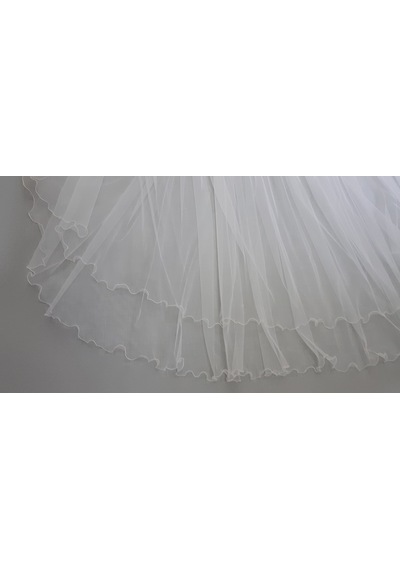 Suzanna Moda Uzun 3 Buçuk Mt Boy Taraklı Kabarık Çift Katlı Hayal Tül Gelin Duvağı Krem