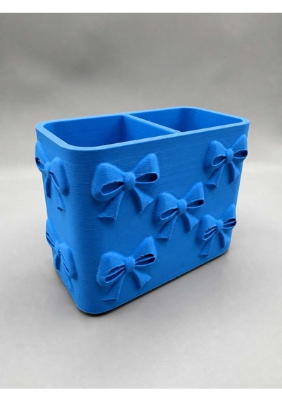 3d Baskı Fiyonk Desenli Bölmeli Kalemlik - Masaüstü Organizer - Mavi Diğer