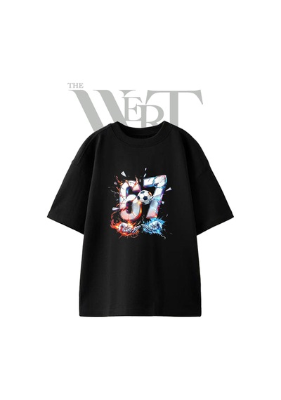 Thewert Futbol 67 Tasarım Baskılı Ünisex Siyah Oversize T-shirt
