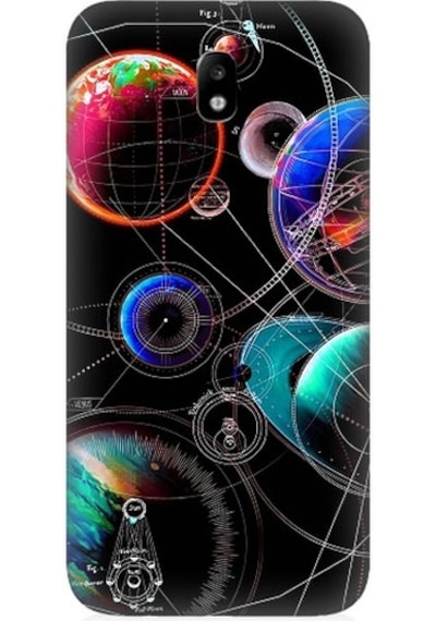 Samsung Galaxy J3 Pro Uyumlu Sci Fi Gezegenler Ve Vektörler Desenli Silikon Kılıf