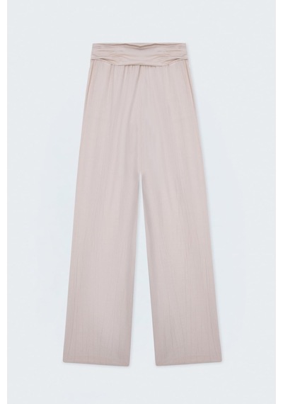 Sateen Kuşaklı Pantolon - Taş-137700