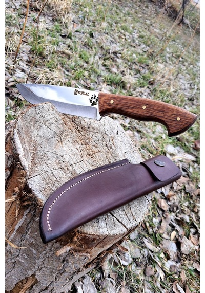 Kamp Bıçağı Outdoor Bıçak El Yapımı Kılıflı Bıçak Gümüş - Siyah