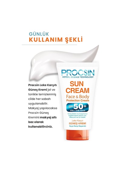 Procsin Koyu Leke Karşıtı Yüksek Uv Korumalı Güneş Kremi SPF 50+ 50 ML