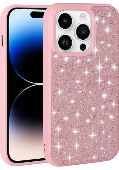 Apple Uyumlu iPhone 14 Pro Kılıf Parlak Taşlı Tasarım Zore Pırlanta Kapak Pembe