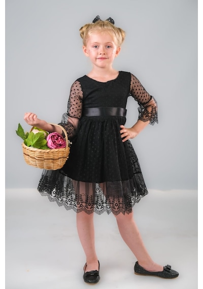 Mnk Baby & Kids Dream Luxury Dantel Kız Çocuk Elbise Mnk0327 Siyah