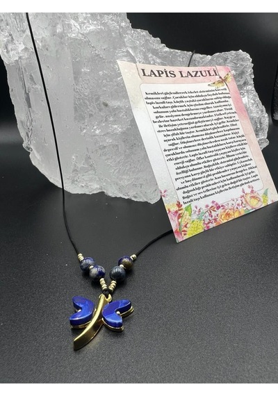 Sertifikalı Lapis Lazuli & Sedef Doğal Taş Tasarım Kolye Yusufcuk Detaylı Aaa Kalite Çok REnkli