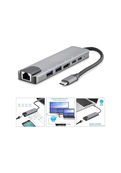Çevirici Adaptör 6 İn 1 Type-C To Usb Hdtv Lan Hadron Hdx-7791