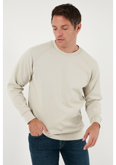 Buratti Streç Pamuklu Relaxed Fit Bisiklet Yaka Erkek Sweat 5901210 Taş