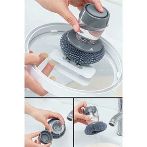 2li Set Deterjan Hazneli Bulaşık Yıkama Süngeri & Teli Pratik Temizleme Banyo Lavabo