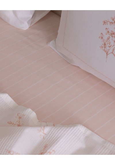 Madame Coco Maria King Size %100 Pamuk Karde Baskılı Pike Takımı - Pembe 8684427310670 Çok Renkli
