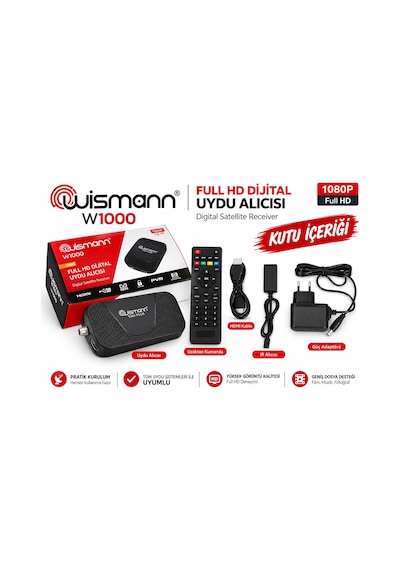 Wismann Full Hd Dijital Uydu Alıcısı , W1000 8000 Kanal Tkgs Destekli Full Hd Usb Hdmı Dijital Mini