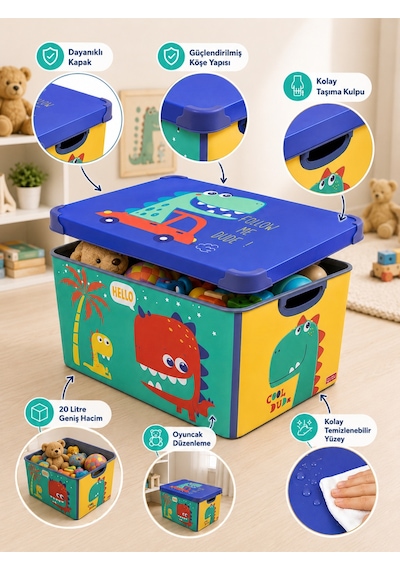 Style Box Dude Dekoratif Oyuncak Kutu Seti - 3x 20 Litre Çok Renkli