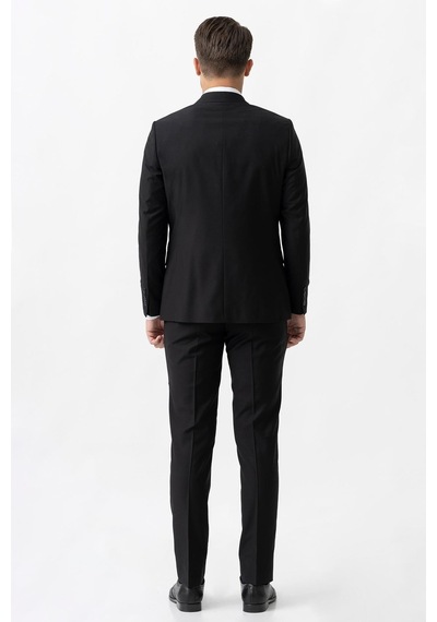 White Stone Terni Ty2001 Slim Fit Yelekli 6 Drop Düz Takım Elbise Siyah - 58 Siyah