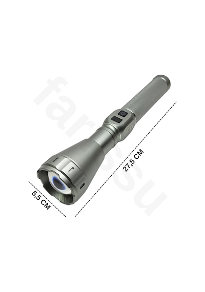 Everton Rt-260 60w 6000 Lümen Ultra Güçlü Şarjlı El Feneri - 2 Km Menzilli, Zoomlu, Çantalı Tam Set Gri