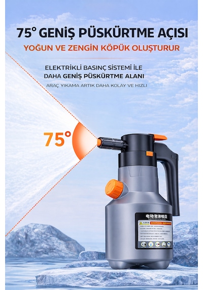 Dybox 2l Yüksek Basınçlı Profesyonel Şarjlı Köpük Makinası Oto Yıkama Pompası Köpük Püskürtücü Gri