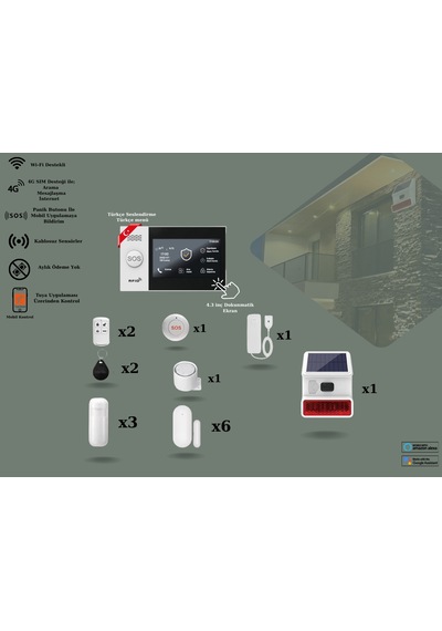 Akıllı Güvenlik Obiem Alarm Sistemleri Güneş Enerjili Dış Sirenli Standart Plus