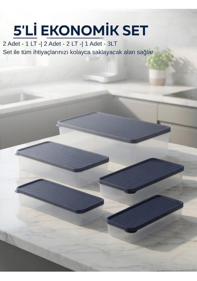 Tr 5'li Dondurucu Saklama Kabı Buzdolabı Toplam 9l Buzluk Dolap İçi Düzenleyici Set Mikrodalga Derin Dondurucu Ve D Diğer