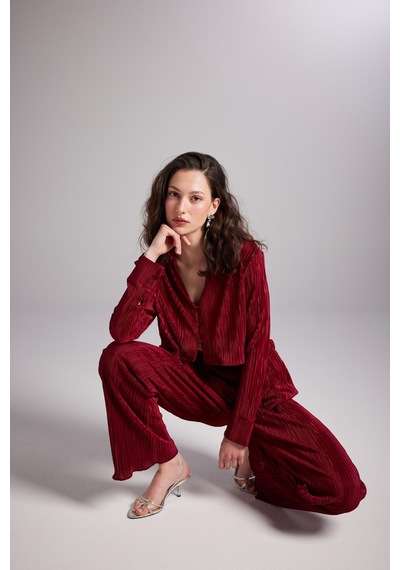 Holly Lolly Beli Lastikli Esnek Comfy Pantolon Bordo