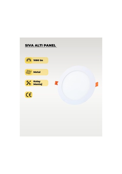 Ac Aydınlatma 12w Sıva Altı Yuvarlak Slim Led Panel 4000k Gün Işığı - 2 Adet Diğer