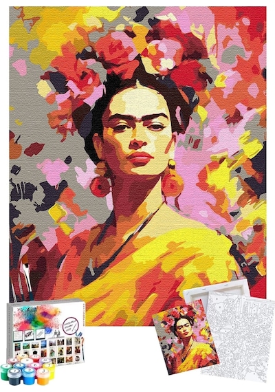 Sayılarla Boyama Seti 40 x 50 CM Tuval Şasesine Gerili Frida