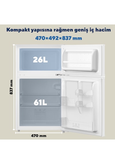 Kumtel HTMF-90EW 87 L Mini Buzdolabı Beyaz