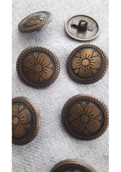 Antık Sarı Metal Düğme 18 Mm 8 Adet