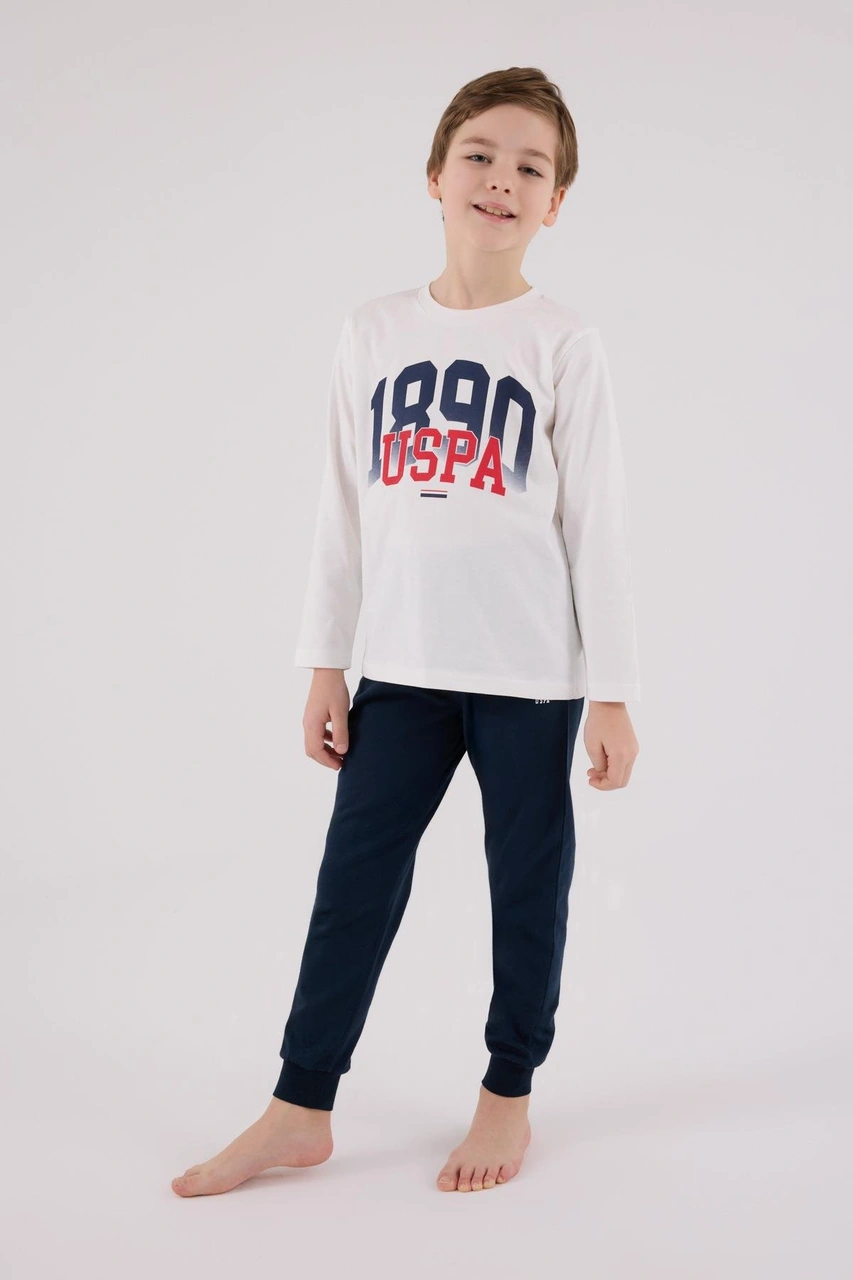 U.s. Polo Assn. Erkek Çocuk Uzun Kol Pijama Takım Beyaz-1775 Beyaz