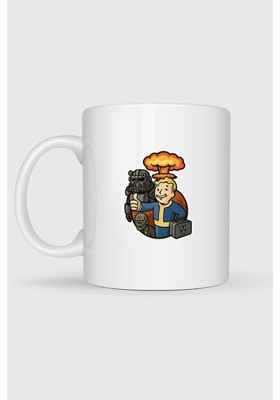 Fallout Sticker Tasarımlı Kupa Bardak Beyaz