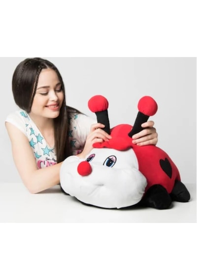 Peluş Büyük Boy Peluş Uyku Arkadaşı Seti 75 Cm Tırtıl Yastık Ve 65 Cm Uğur Böceği Yastık